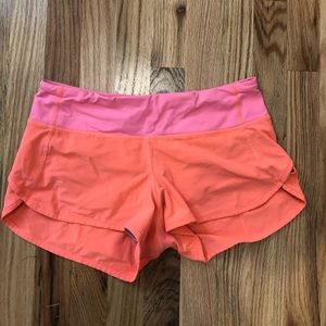 Lululemon Run Speed Short 2.5” Orange/pink, Size 4